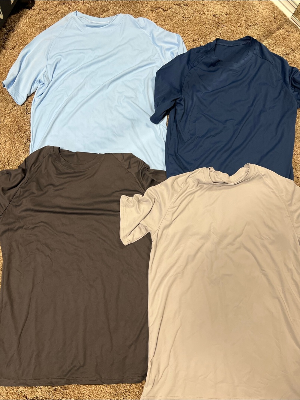 4-Pack Solid Crewneck Tees in Light Blue, Navy, Charcoal, and Beige
